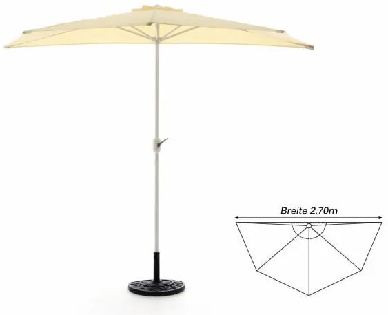 Umbrelă semirotundă de grădină, bej incl. accesorii