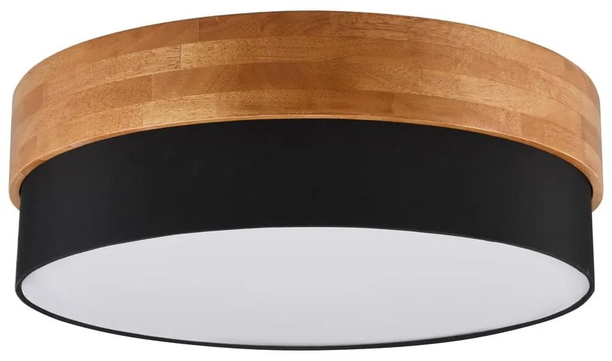 Plafonieră neagră/în culoare naturală cu abajur textil Seasons – Trio