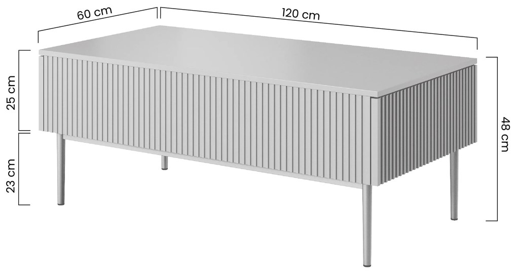 Măsuță de cafea Nicole 120 cm cu sertare - casmir / picioare aurii
