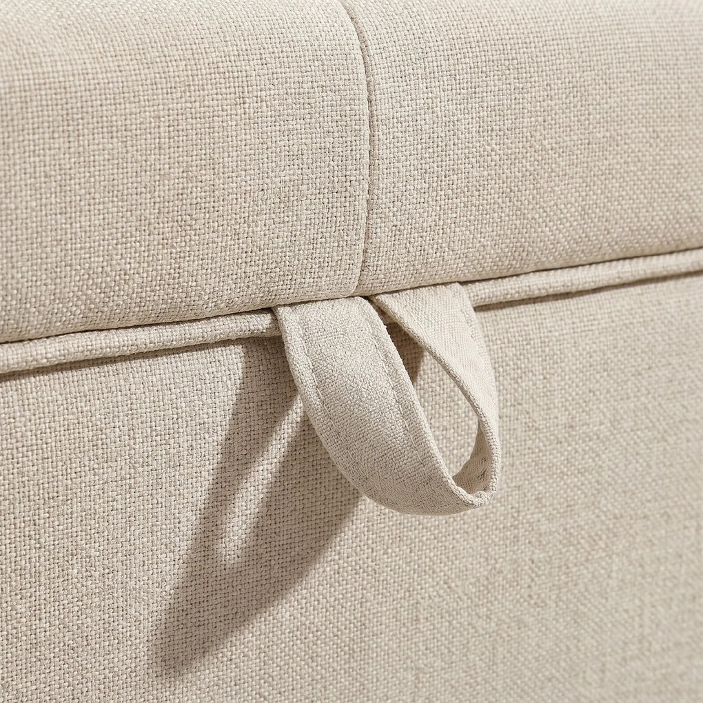 HOMCOM Taburet depozitare 80L, material textil, picioare lemn, 118x42x45 cm, crem | Aosom Romania