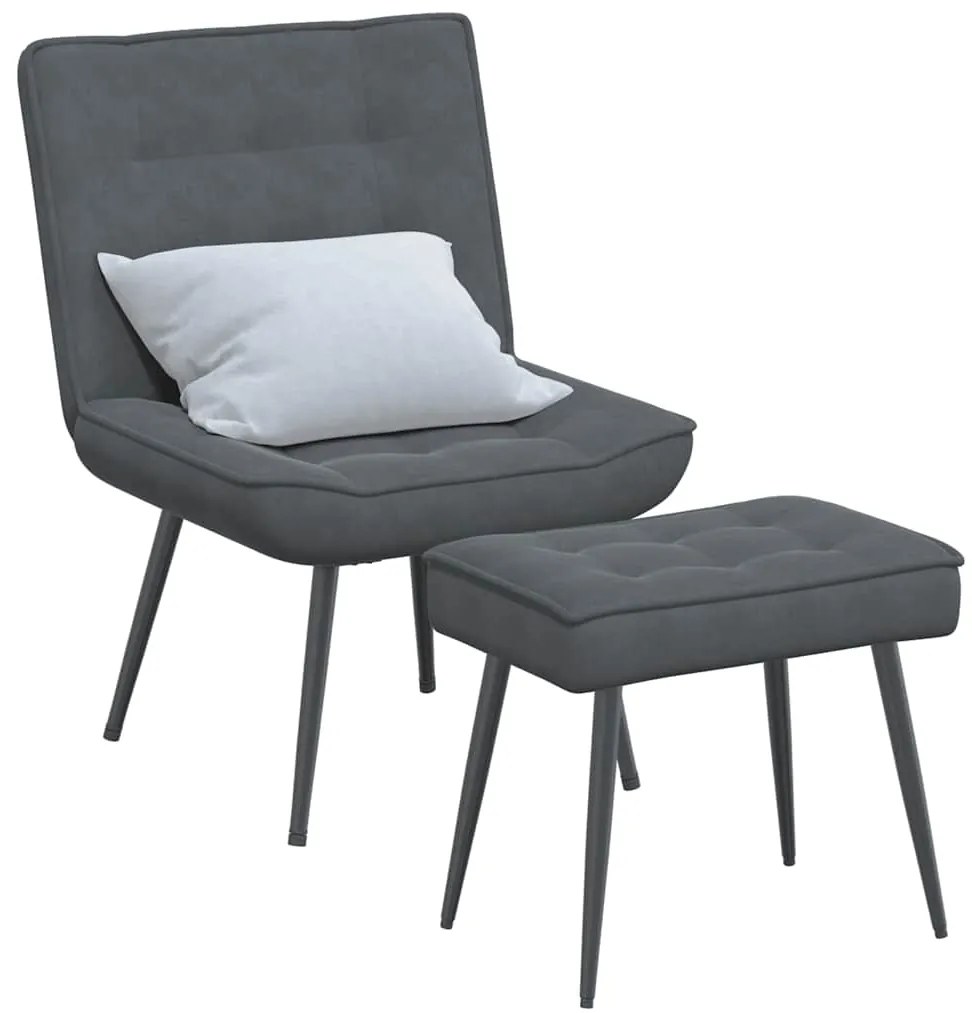 vidaXL Scaun de relaxare cu taburet, gri închis, catifea