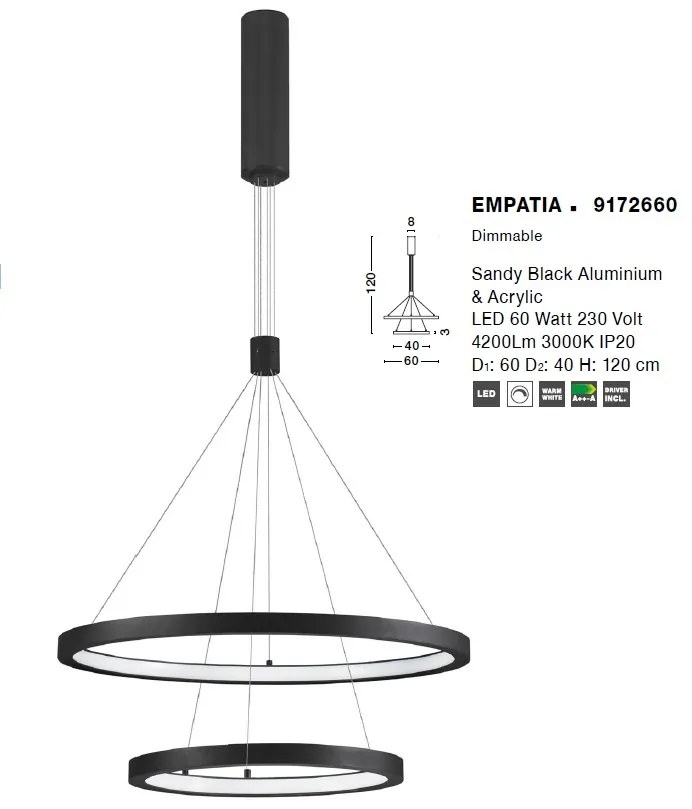 Lustra LED design modern circular EMPATIA II negru NVL-9172660