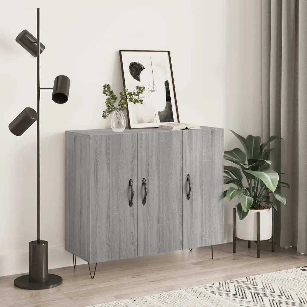 vidaXL Dulap, gri sonoma, 90x34x80 cm, lemn compozit