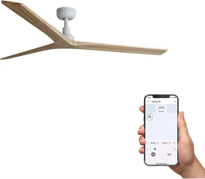 Ventilator smart sistem TUYA si telecomanda KLIM L 150cm, alb/ pin