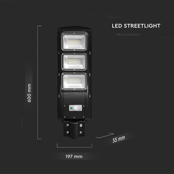 Lampă LED stradală solară dimabilă LED/12W/3,2V 6000K IP65 10000 mAh + telecomandă
