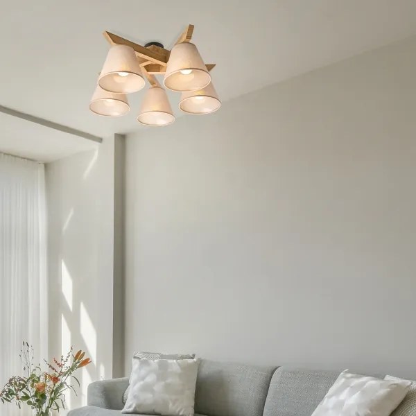 Lustră aplicată Brilagi ANTHONY 5xE14/40W/230V stejar/bej