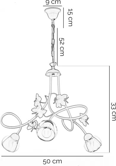 Lustră pentru copii BUTTERFLY 3xE14/6W/230V ONLI