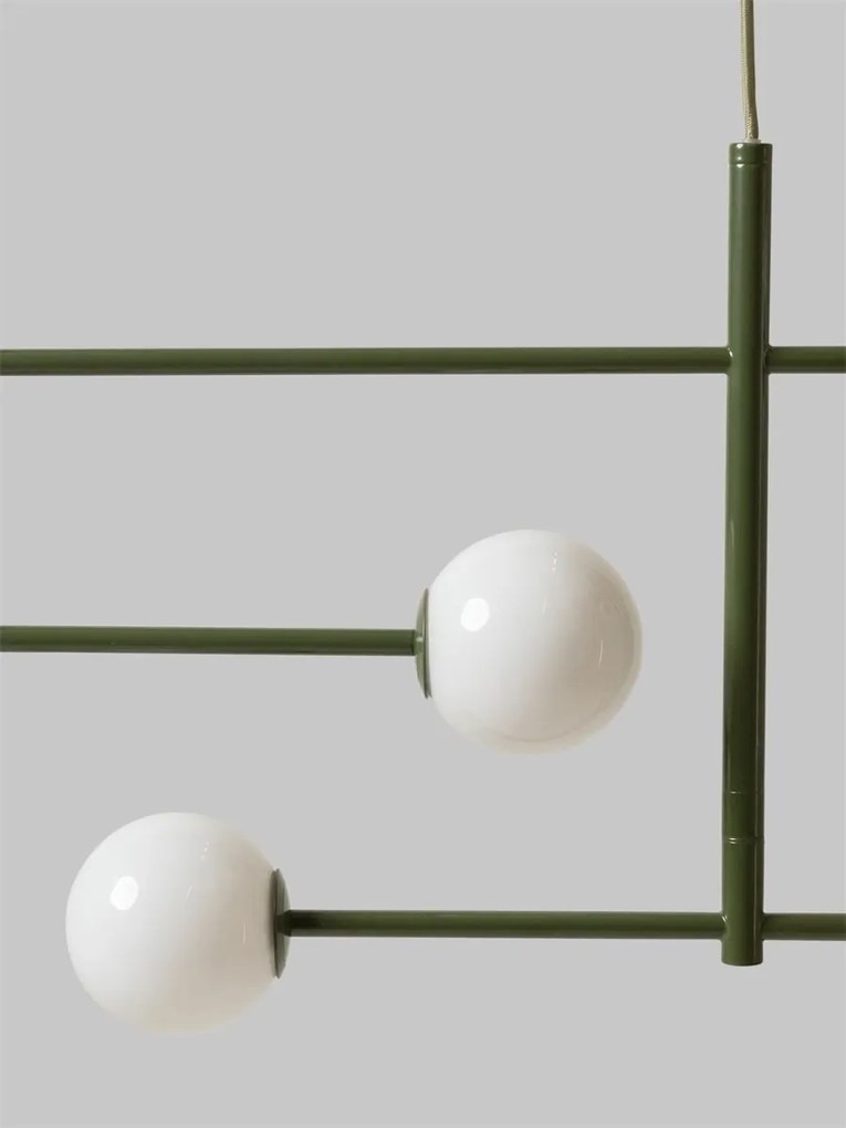 Lustra metal verde cu 4 globuri sticla Copenhagen