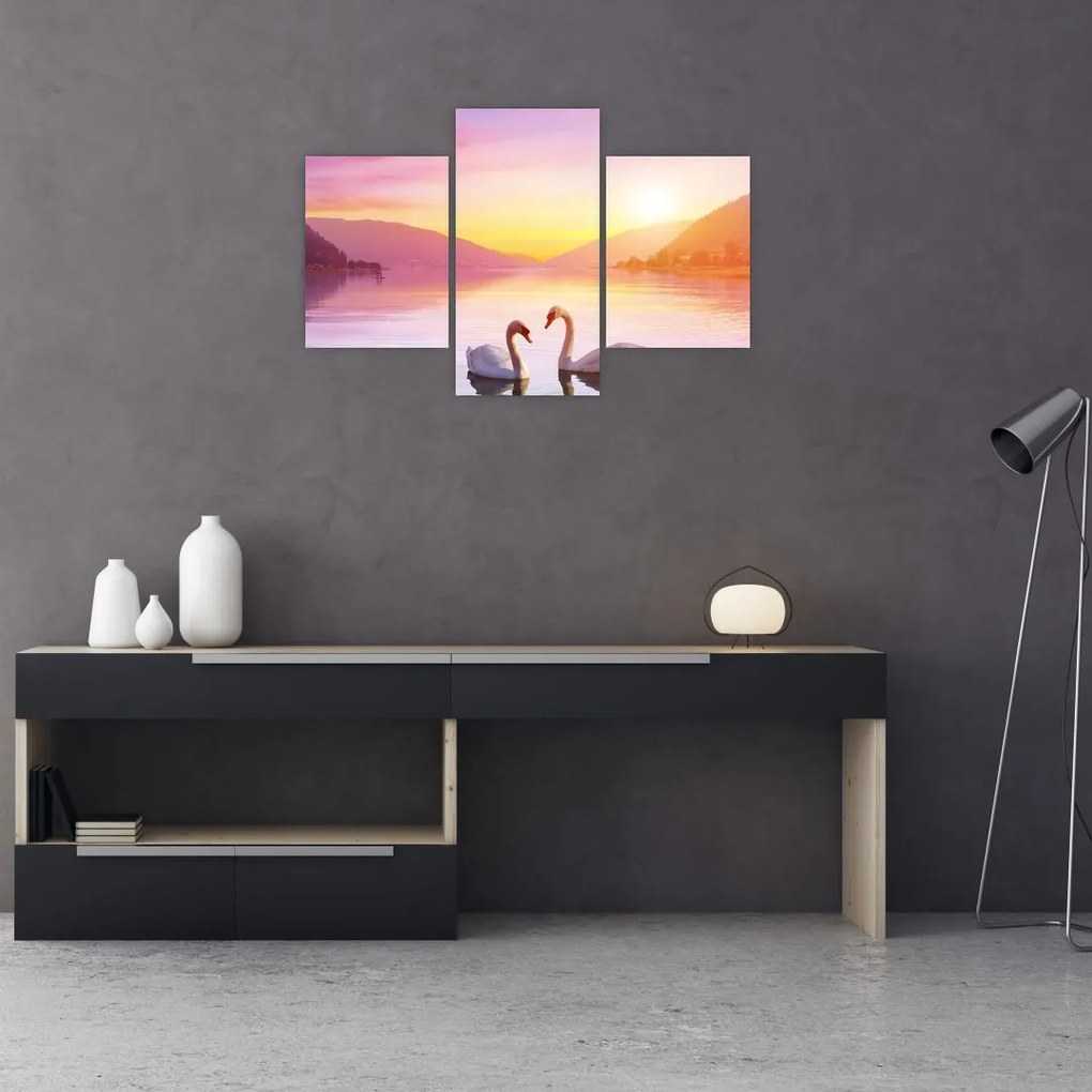 Tablou - Lebăde îndrăgostite (90x60 cm)