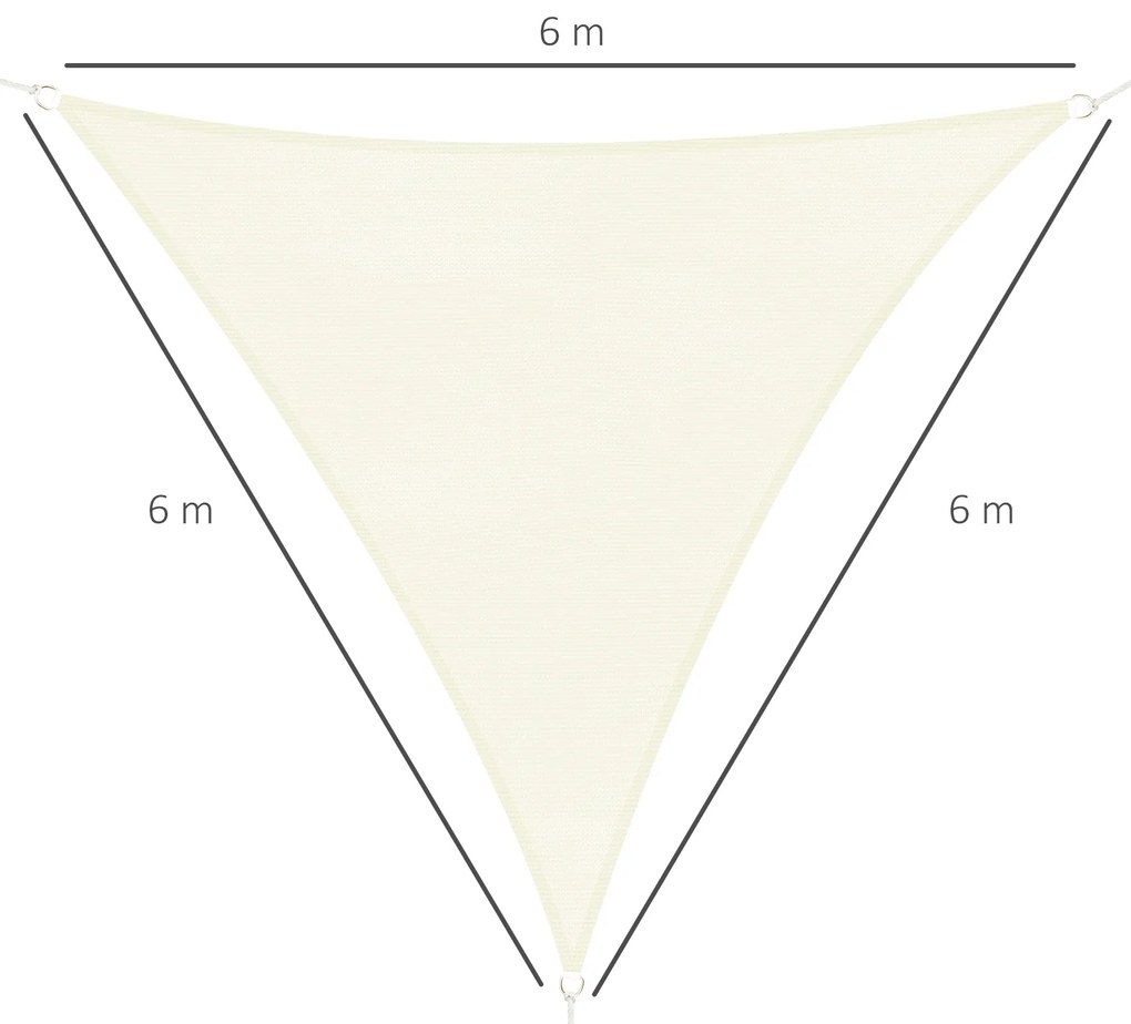 Outsunny Cort Parasolar Triunghiular Anti UV, Design Velă, Ideal pentru Terasă, Crem, 6x6x6m | Aosom Romania
