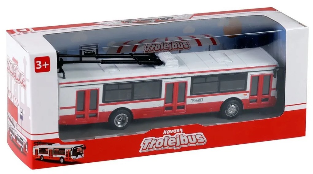 Rappa Troleibuz metalic roșu, 16 cm