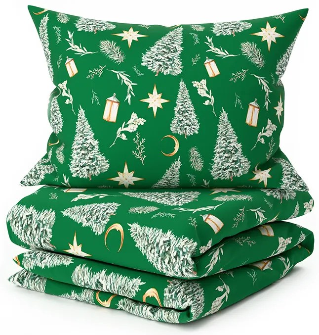 Lenjerie de pat din microfibra GREEN CHRISTMAS verde Dimensiune lenjerie de pat: 2 buc 70 x 90 cm | 200 x 220 cm
