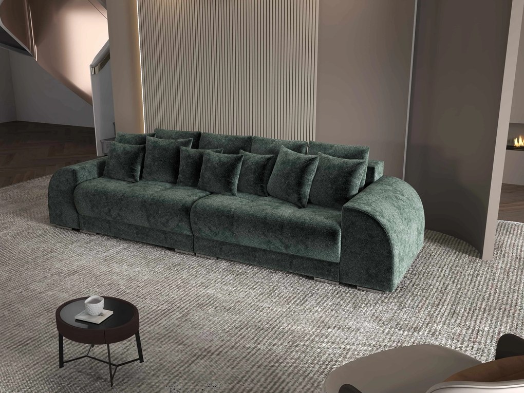 Canapea extensibilă dumonde cu 2 lăzi de depozitare si sezut confortabil din spuma high-density, Verona Euphoria Green 310x100 cm