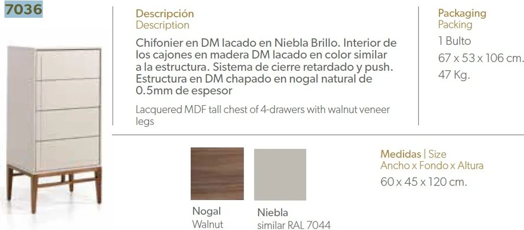 Dulapior elegant cu 4 sertare, design modern Platin AC-CP1709-A