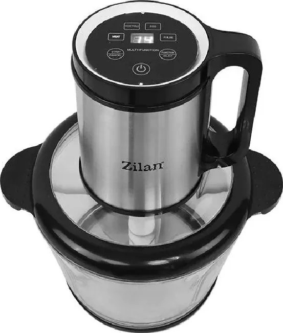 Tocator legume-fructe Zilan ZLN2747 digital din inox, Vas din sticla capacitate 3L, 4 functii presetate, Lame din titan, Putere 500W