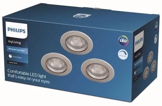 SET 3x plafonieră LED încastrată dimabilă DIVE LED/5W/230V 2700K Philips