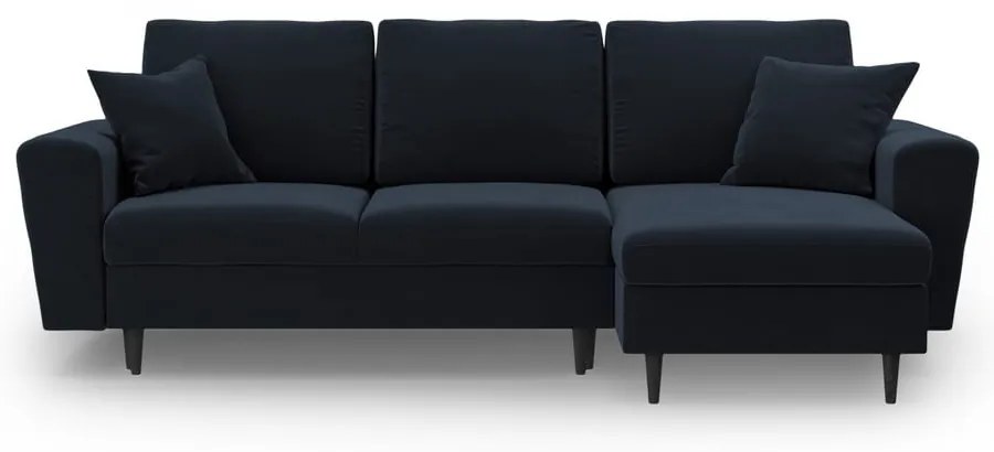 Colțar albastru închis extensibil, cu spațiu de depozitare cu tapițerie din catifea Kyoto – Cosmopolitan Design