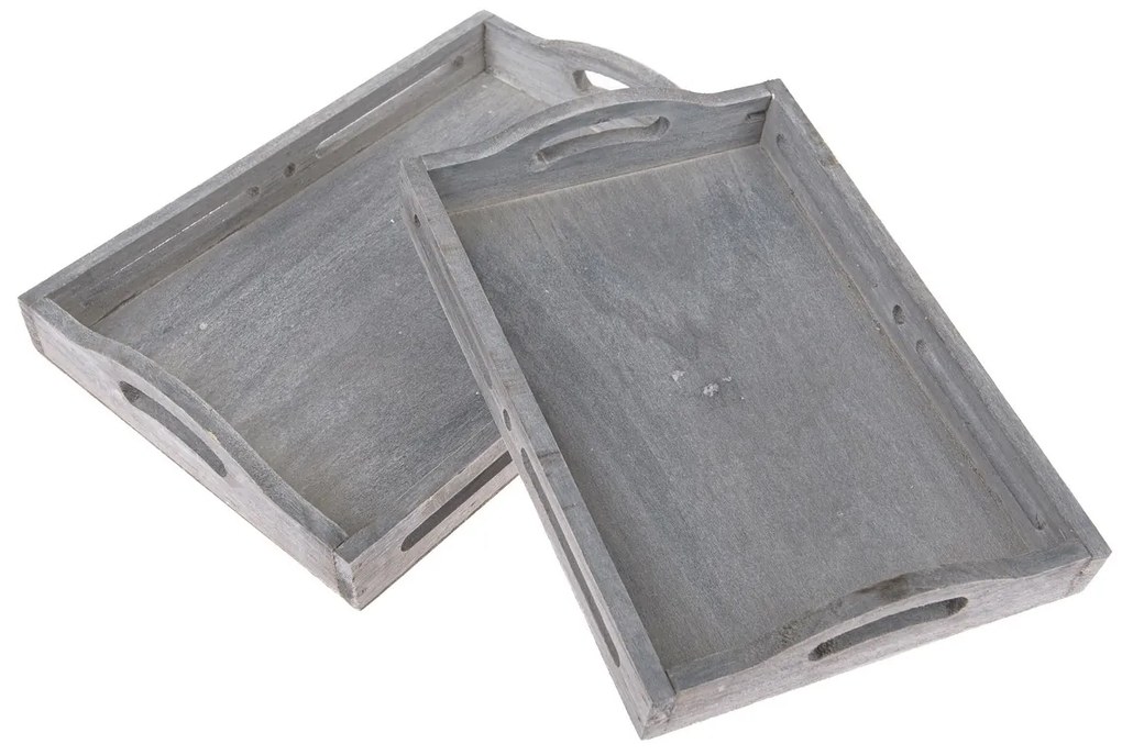Set de tăvi din lemn Madera, 2 bucăți, gri
