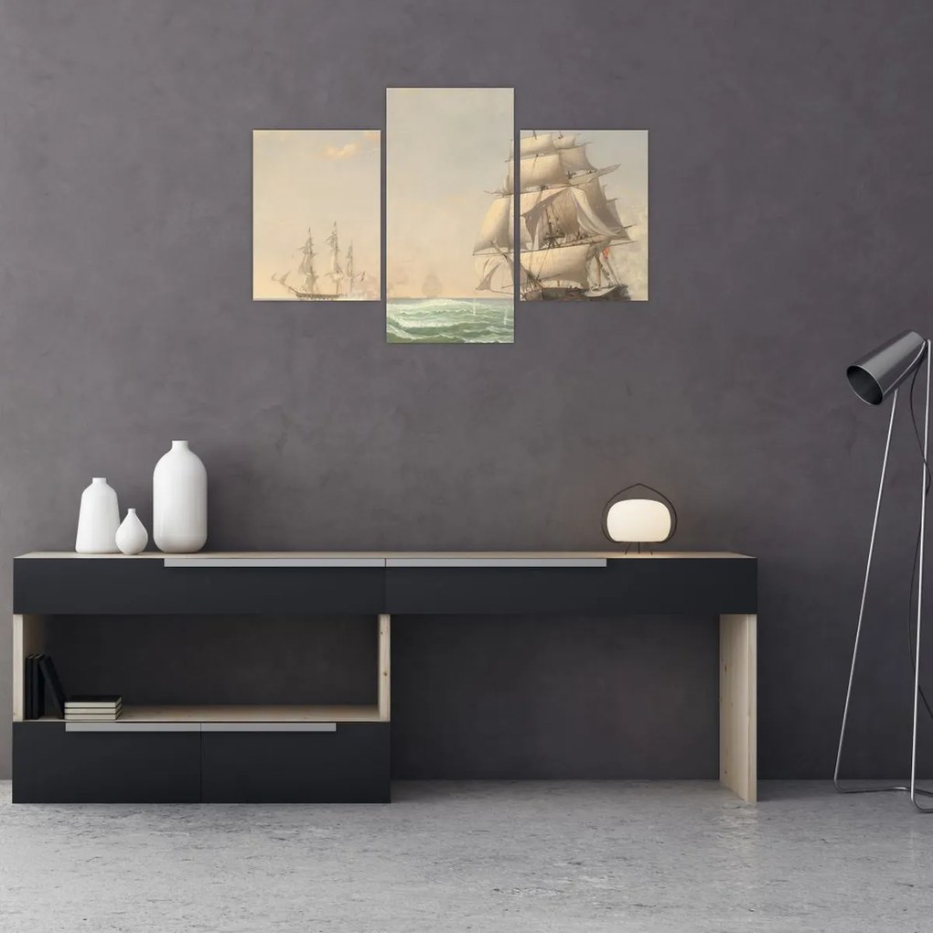 Tablou - Fitz Henry Lane, The United States Frigate President Engaging the British Squadron, reproducere (90x60 cm)