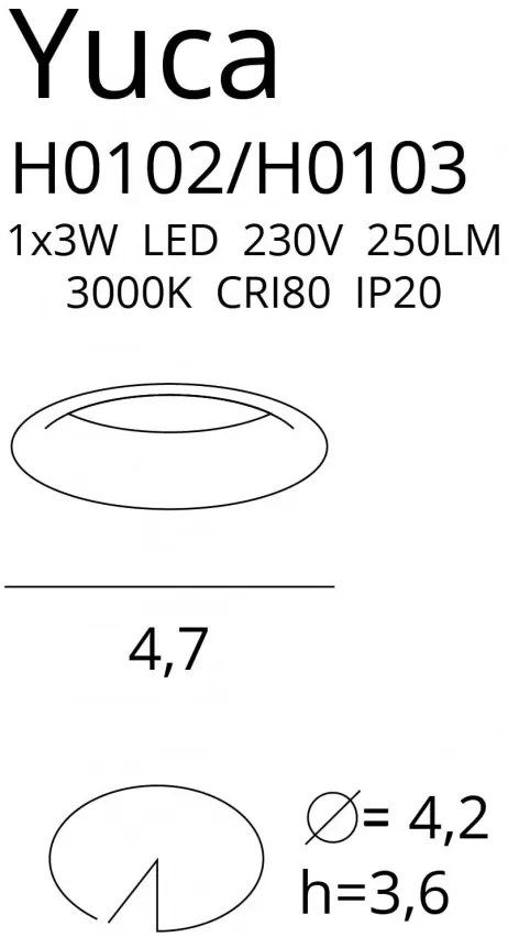 Spot incastrat negru Yuca- H0103