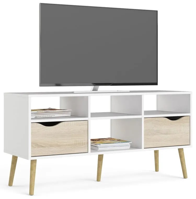 Comodă TV Tvilum Oslo, 117x57 cm, natural-alb