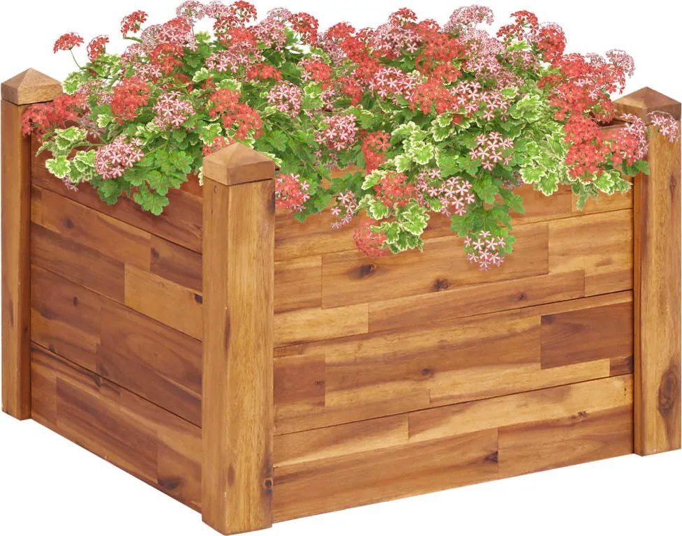 vidaXL Strat înălțat de grădină, 60x60x44 cm, lemn masiv de acacia