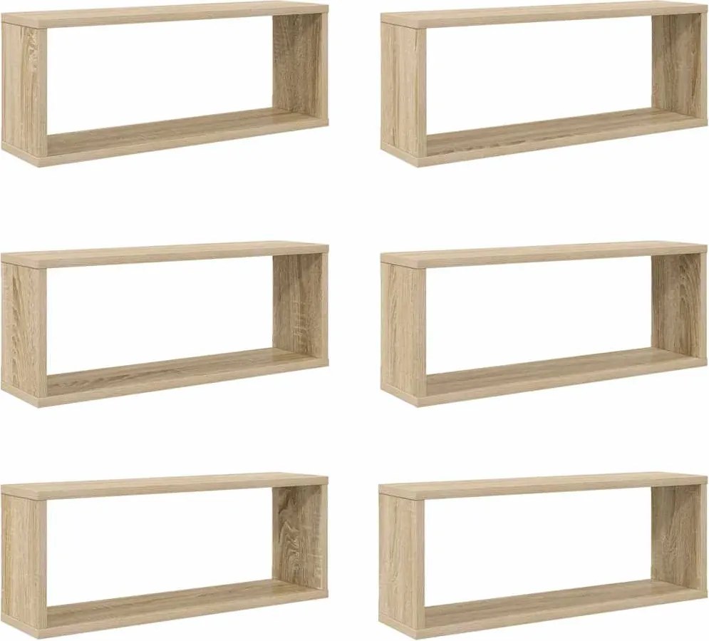 vidaXL Rafturi de perete cub, 6 buc., stejar sonoma, 60x15x23 cm, PAL