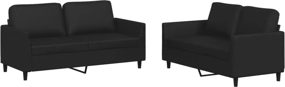 vidaXL Set de canapele cu perne, 2 piese, negru, piele ecologică