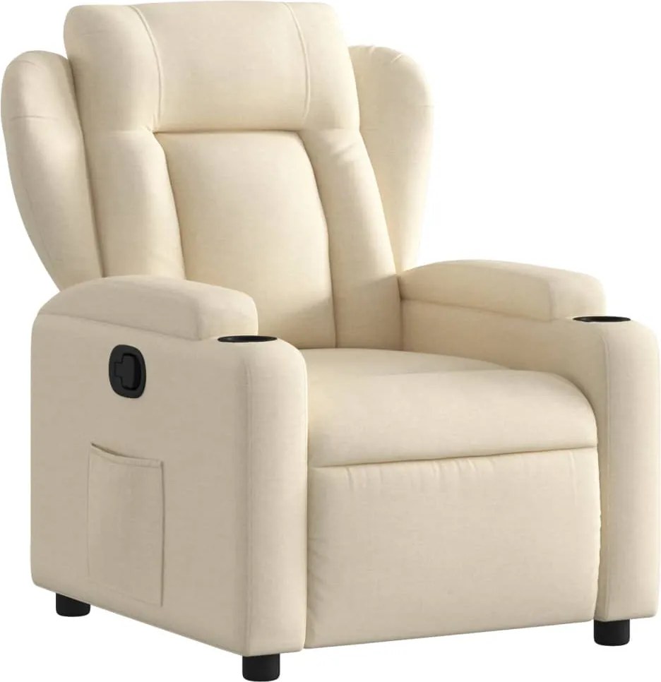 vidaXL Fotoliu rabatabil, material textil crem