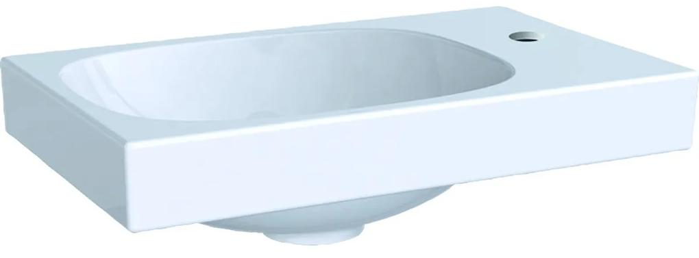 Lavoar baie incastrat alb 40 cm, dreptunghiular, orificiu baterie dreapta, Geberit Acanto