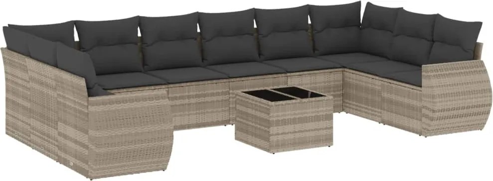 vidaXL Set canapele de grădină cu perne, 11 piese, gri, poliratan