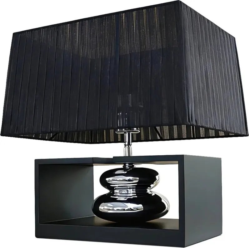 Veioza neagra cu tesatura organza GRACIA 35cm