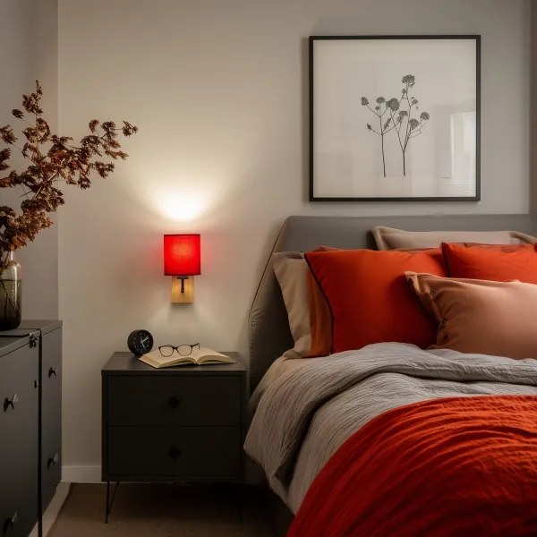 Lampă de perete Brilagi NUBILA WOOD 1xE27/25W/230V stejar/Pompeian roșu