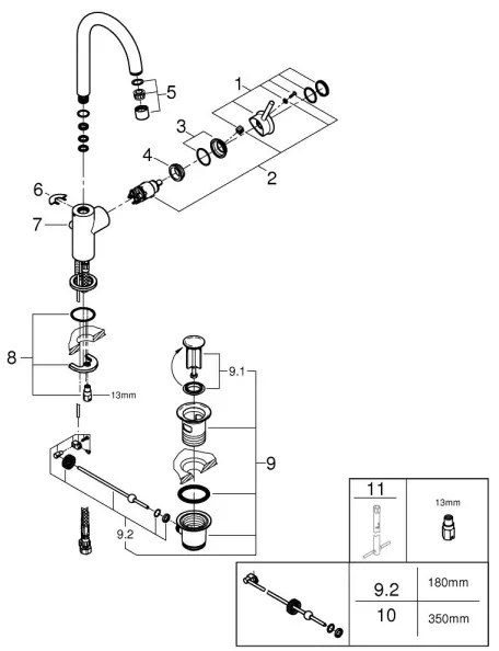 GROHE 23783000 - Baterie pentru lavoar START CLASSIC, 311 mm, crom lucios