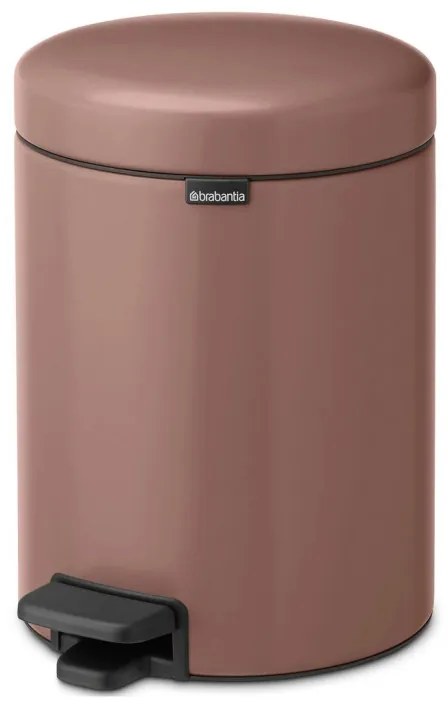 Cos de gunoi cu pedala Brabantia NewIcon 1008841, 5 L, Inchidere lina, Baza antiderapanta, Finisaj satinat, Maro