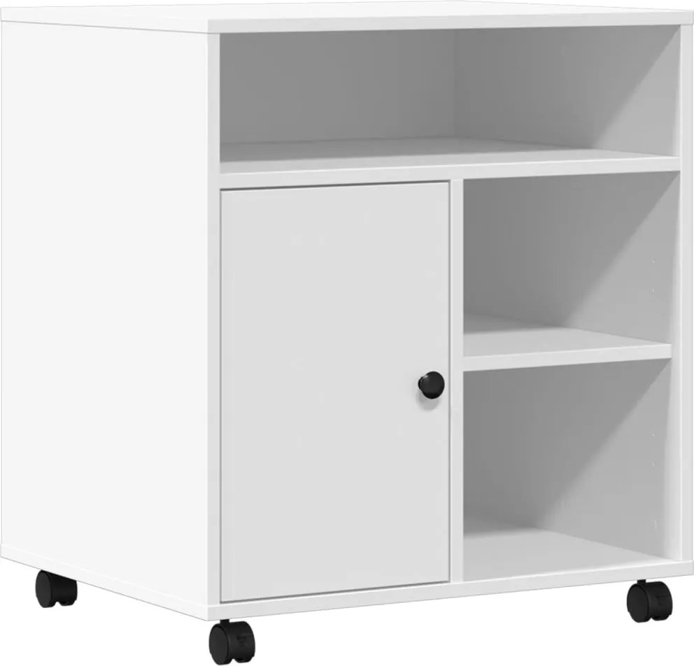 vidaXL Suport pentru imprimantă cu roți, alb, 60x50x67 cm