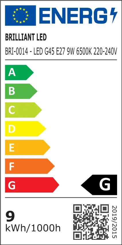 Bec sferic Brilliant LED, 9W 60W, 720lm, lumina rece 6500k, 220V, E27 Lumina rece - 6500K, 1 buc