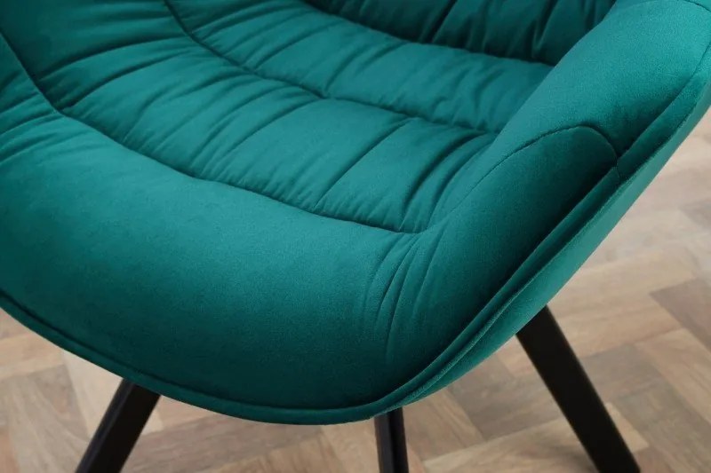 Scaun design retro Dutch Comfort, catifea verde smarald