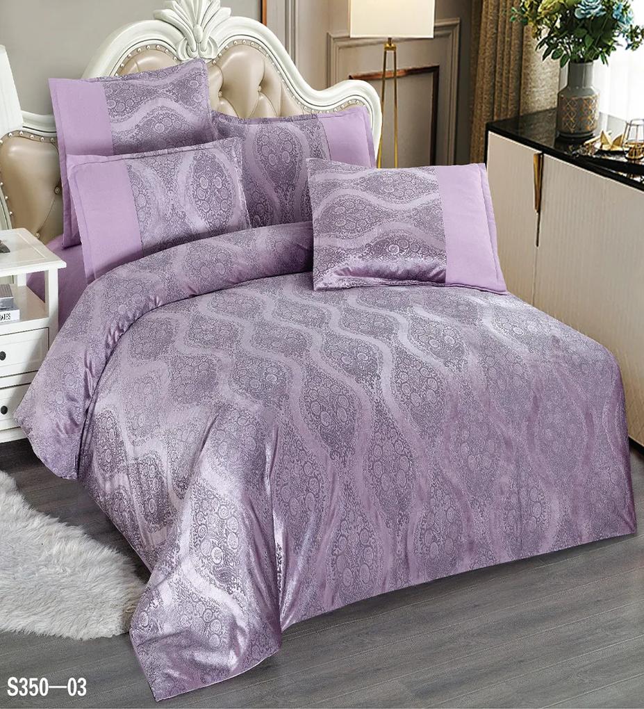 Lenjerie de pat din catifea, imprimeu relief, pat 2 persoane, 6 piese, lila, S350-03