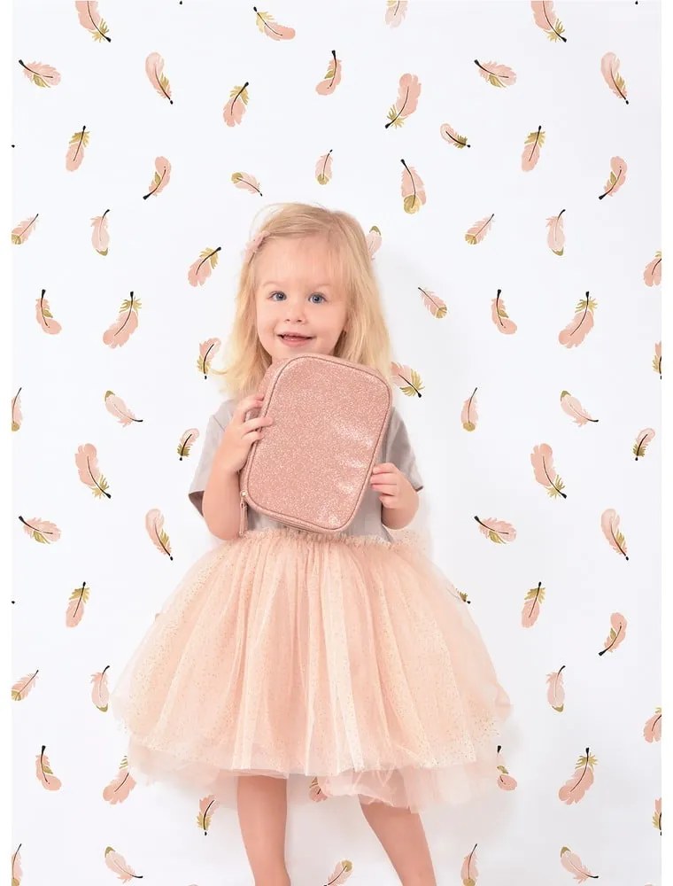 Tapet pentru copii 10 m x 50 cm Gold Feathers – Lilipinso