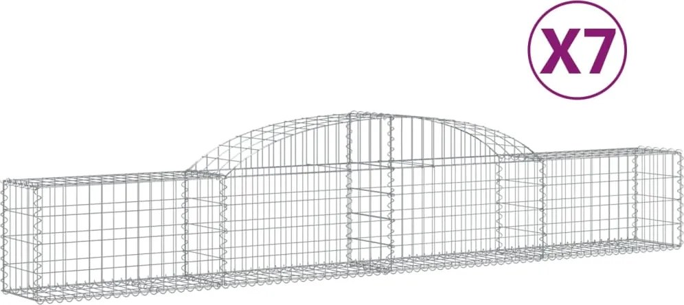 vidaXL Coșuri gabion arcuite, 7 buc., 300x30x40/60 cm, fier galvanizat