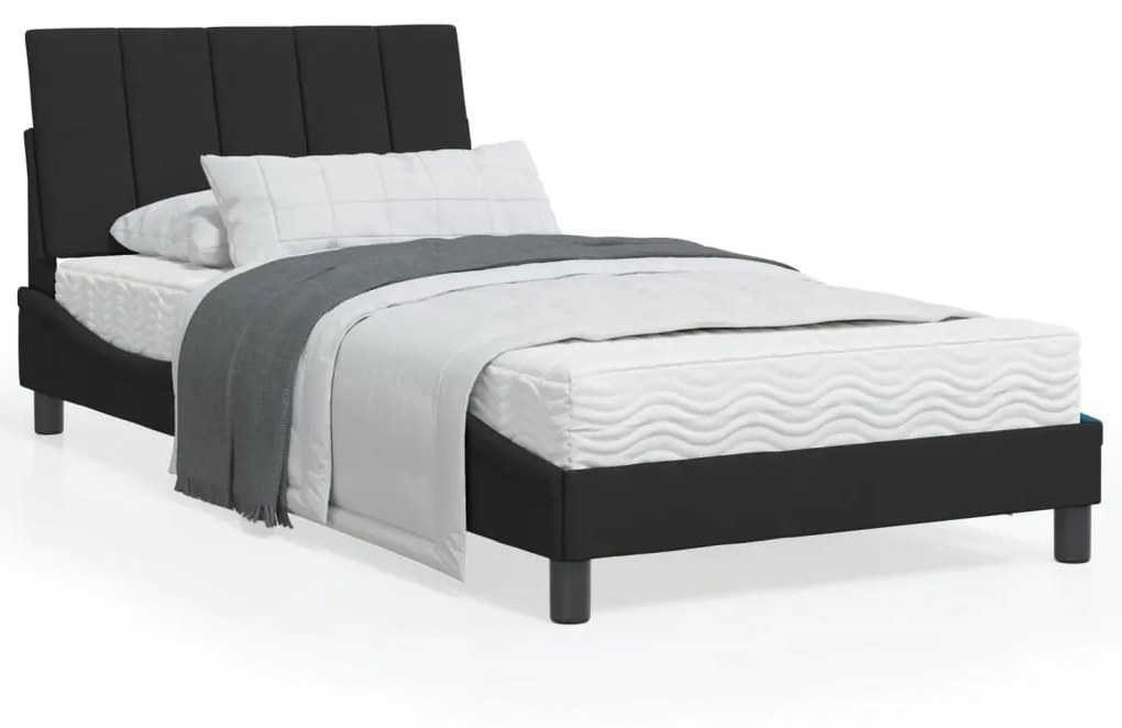 3207833 vidaXL Cadru de pat cu tăblie, negru, 100x200 cm, catifea