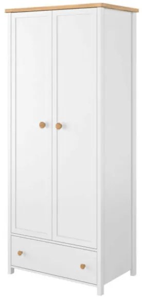 Dulap Cu 2 Usi Si 1 Sertar, Alb Si Natur, 85 Cm