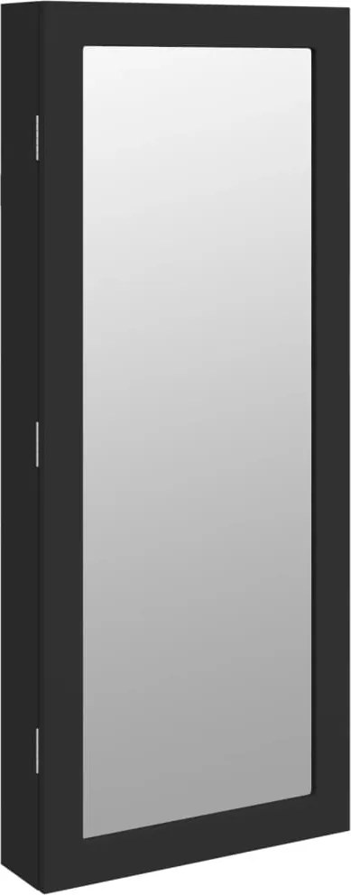 vidaXL Dulap de bijuterii cu oglindă și lumini LED, de perete, negru