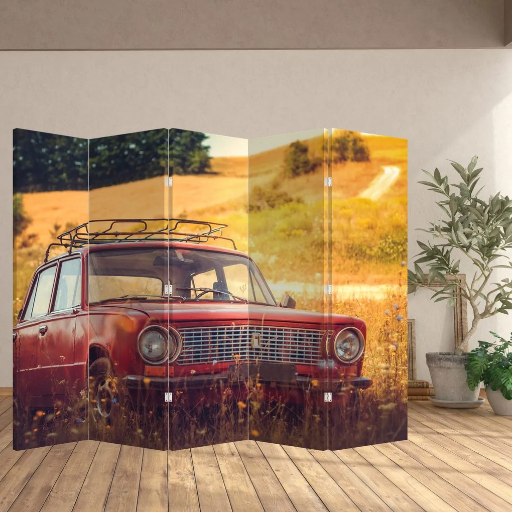Paravan - Mașină în câmp (210x170 cm)