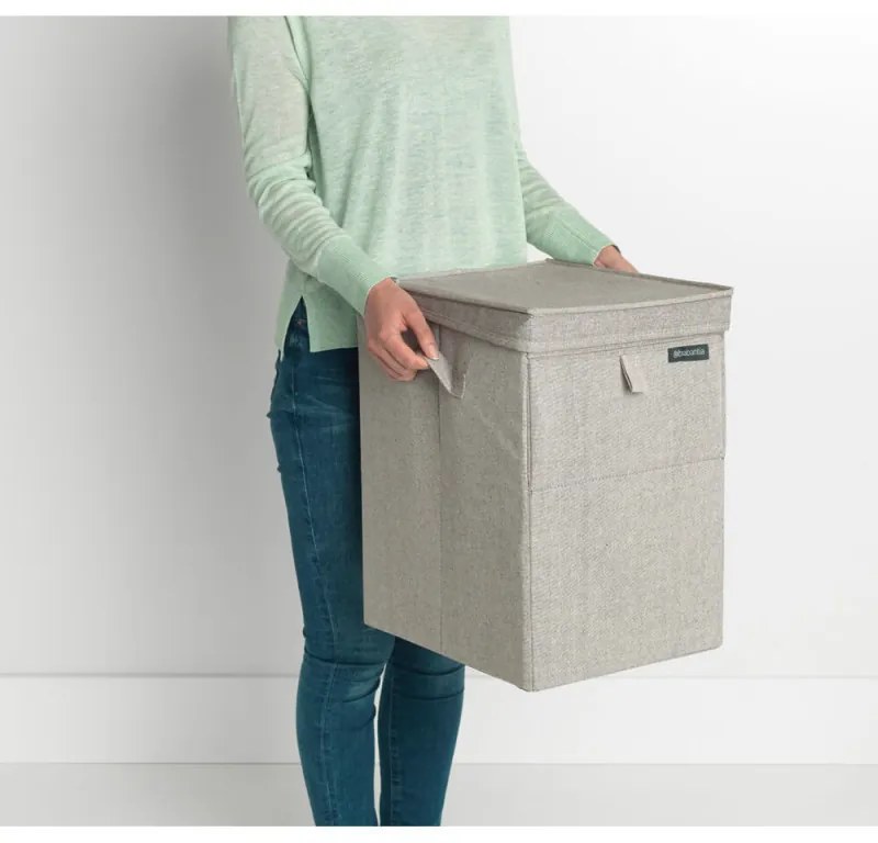 Cutie de rufe stivuibila Brabantia 1000827, 35 L, Deschidere frontala, Capac larg, Pliabil, Gri
