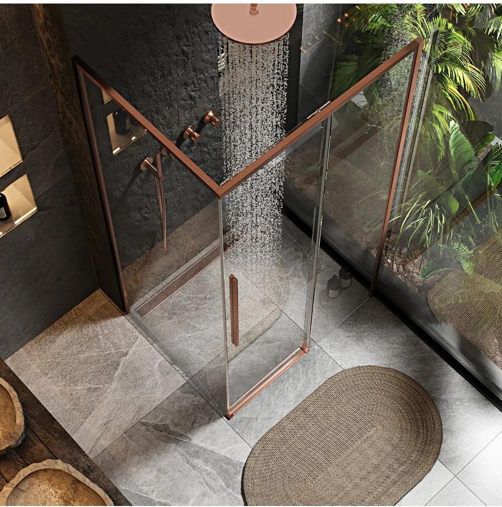 Cabina de dus SOLAR cu cadita alba 90x90 cm cupru periat