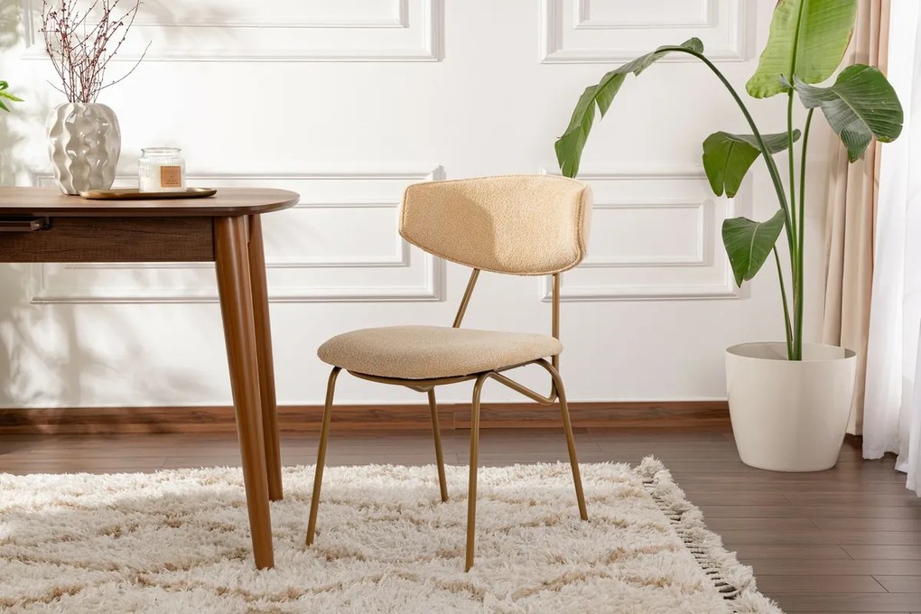 Set de scaune de sufragerie Nancy Beige and Gold,2 bucăți