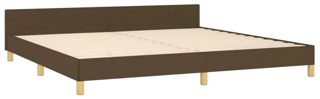 Cadru de pat cu tablie, maro inchis, 200x200 cm, textil Maro inchis, 200 x 200 cm, Cu blocuri patrate
