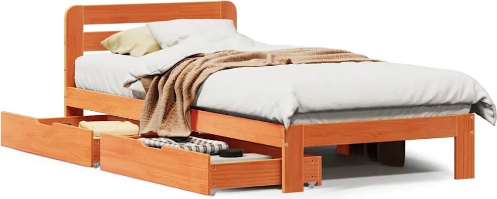 vidaXL Cadru pat fără saltea, maro ceruit, 90x190 cm, lemn masiv pin